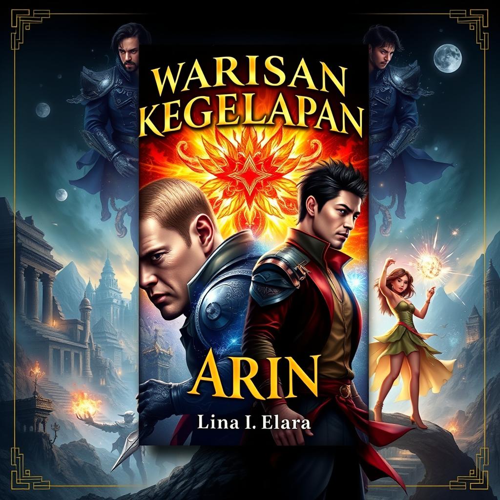 A book cover design featuring the title "Warisan Kegelapan" in large, clear font at the top, and the author's name in a slightly smaller font below the title