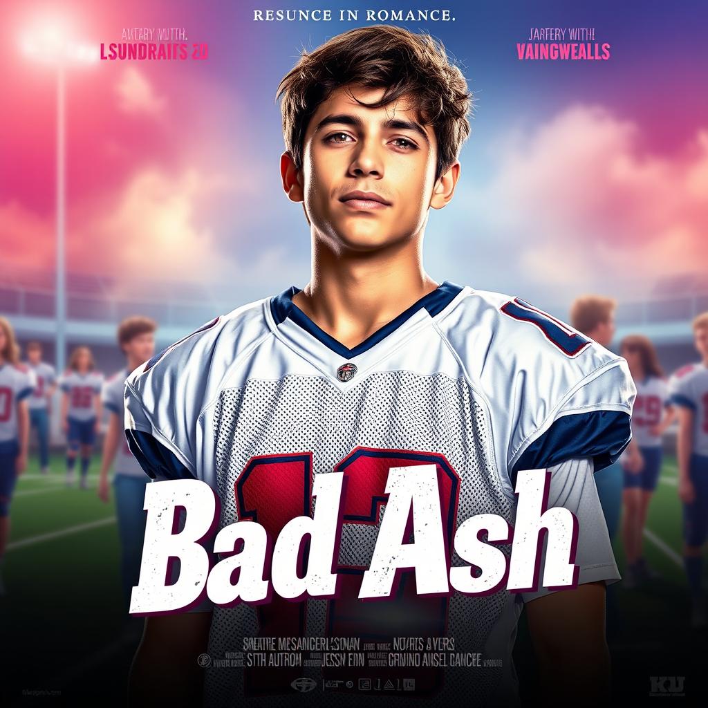 Movie poster titled 'Bad Ash', featuring a romantic theme with vibrant colors