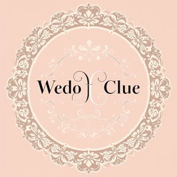 A vintage and elegant wedding club logo featuring intricate lace patterns and subtle floral elements