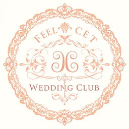 A vintage and elegant wedding club logo featuring intricate lace patterns and subtle floral elements