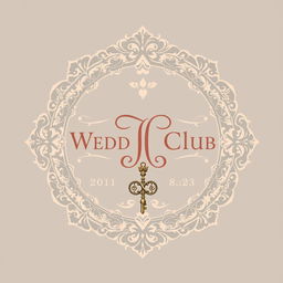 A vintage and elegant wedding club logo featuring intricate lace patterns and subtle floral elements