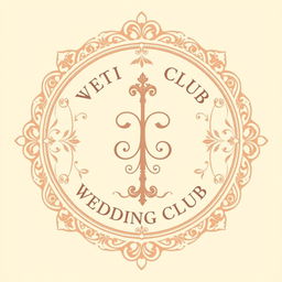 A vintage and elegant wedding club logo featuring intricate lace patterns and subtle floral elements