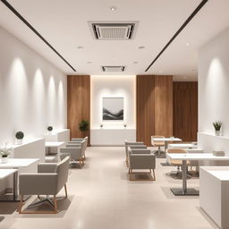 A minimalist nail salon interior featuring sleek and modern design elements