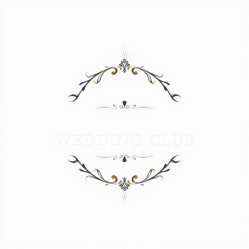 A minimalist and elegant wedding club logo featuring sleek, modern lines combined with ornamental detailing