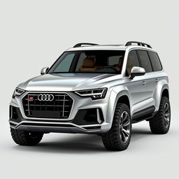 A unique vehicle design combining elements of an Audi car with the structure of a truck