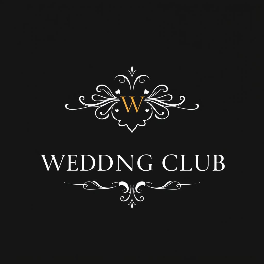 A minimalist and elegant wedding club logo featuring sleek, modern lines combined with ornamental detailing