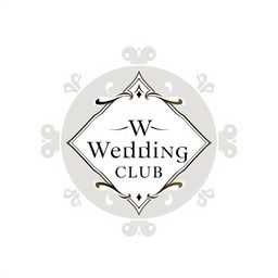 A minimalist and elegant wedding club logo featuring sleek, modern lines combined with ornamental detailing