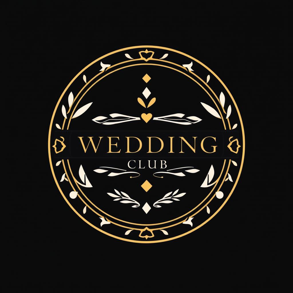 An elegant, minimalist wedding club logo designed to resemble a seal