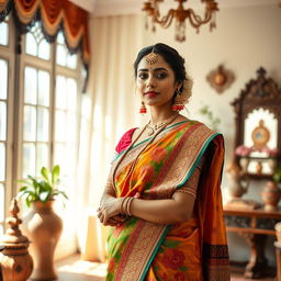 Elegant Indian woman in traditional attire, showcasing her cultural heritage with grace and dignity