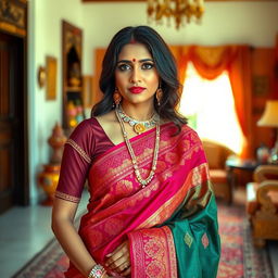 Elegant Indian woman in traditional attire, showcasing her cultural heritage with grace and dignity