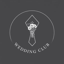 An elegant and minimalist wedding club logo resembling a seal, featuring a linear outline of a folded cloth napkin