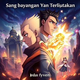 The anime-style book cover for "Sang bayangan Yang Terlupakan" by fyysven with the title in large, clear, bold font at the top and the author's name below