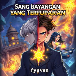 The anime-style book cover for "Sang bayangan Yang Terlupakan" by fyysven with the title in large, clear, bold font at the top and the author's name below