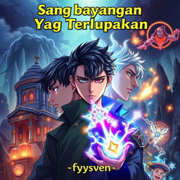 The anime-style book cover for "Sang bayangan Yang Terlupakan" by fyysven with the title in large, clear, bold font at the top and the author's name below