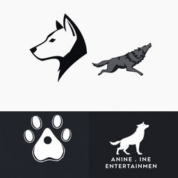 A simple, stylized dog head with sharp, angular lines, providing a bold and contemporary aesthetic