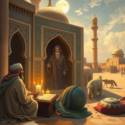 A respectful and artistic representation capturing the essence and influence of the Prophet Muhammad, focusing on an imaginative and symbolic portrayal rather than a literal depiction