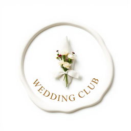 An elegant and minimalist wedding club logo featuring the outline of a wax seal