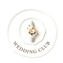 An elegant and minimalist wedding club logo featuring the outline of a wax seal