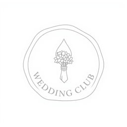 An elegant and minimalist wedding club logo featuring a linear outline resembling a wax seal