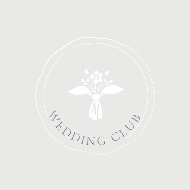 An elegant and minimalist wedding club logo featuring a linear outline resembling a wax seal