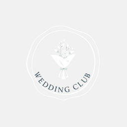 An elegant and minimalist wedding club logo featuring a linear outline resembling a wax seal