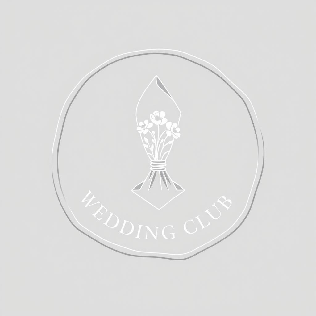 An elegant and minimalist wedding club logo with a linear outline mimicking a wax seal