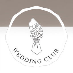 An elegant and minimalist wedding club logo with a linear outline mimicking a wax seal