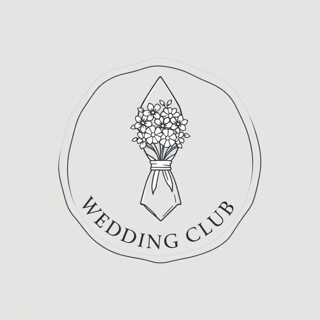 An elegant and minimalist wedding club logo with a linear outline mimicking a wax seal