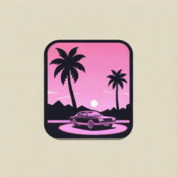 Generate an image of the logo from the video game Grand Theft Auto: Vice City, showcasing the iconic pink and black neon color scheme with 1980's Miami style