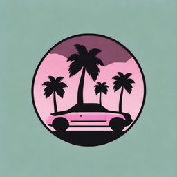 Generate an image of the logo from the video game Grand Theft Auto: Vice City, showcasing the iconic pink and black neon color scheme with 1980's Miami style