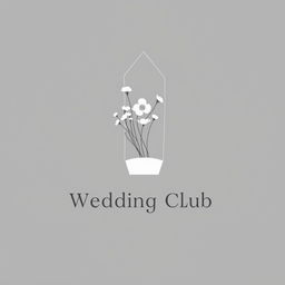 A minimalist wedding club logo featuring a folded cloth napkin holding a delicate bouquet of flowers, all presented in a monochromatic gray color scheme