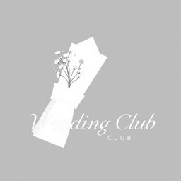 A minimalist wedding club logo featuring a folded cloth napkin holding a delicate bouquet of flowers, all presented in a monochromatic gray color scheme