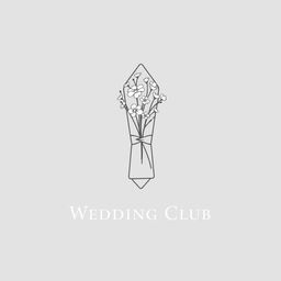 A minimalist wedding club logo featuring a folded cloth napkin holding a delicate bouquet of flowers, all presented in a monochromatic gray color scheme