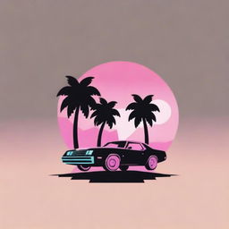 Generate an image of the logo from the video game Grand Theft Auto: Vice City, showcasing the iconic pink and black neon color scheme with 1980's Miami style