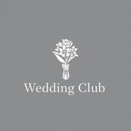 A minimalist wedding club logo featuring a folded cloth napkin gracefully supporting a bouquet of flowers