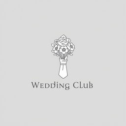 A minimalist wedding club logo featuring a folded cloth napkin gracefully supporting a bouquet of flowers