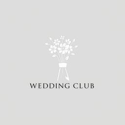 A minimalist wedding club logo featuring a folded cloth napkin gracefully supporting a bouquet of flowers