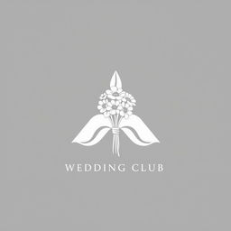 A minimalist wedding club logo featuring a folded cloth napkin gracefully supporting a bouquet of flowers