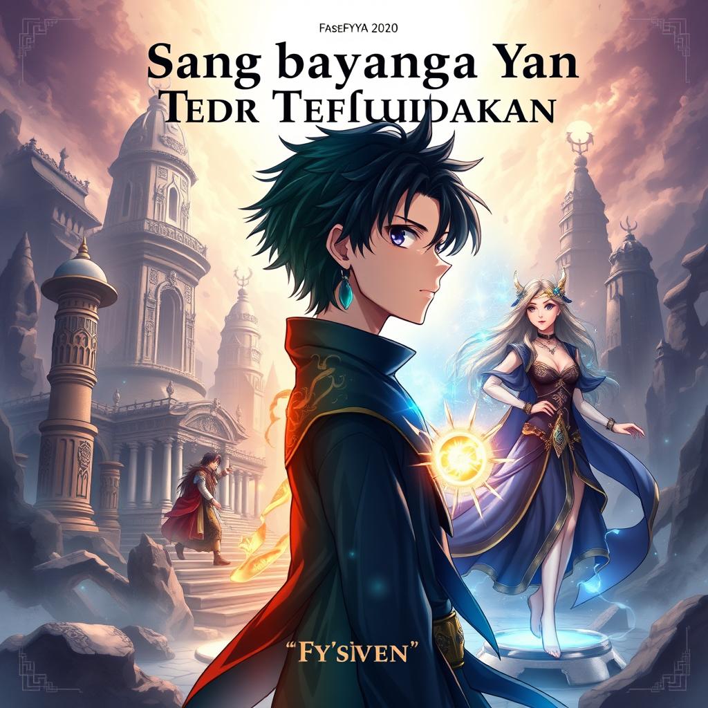 The anime-style book cover for "Sang bayangan Yang Terlupakan" by fyysven, with the title in a large, clear, bold font at the top and the author's name below