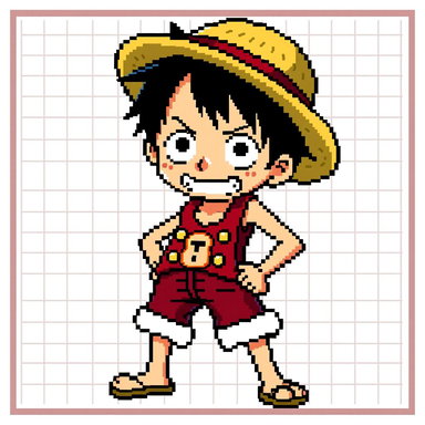 Pixel Art of Monkey D. Luffy from One Piece | 32x32 Resolution with ...