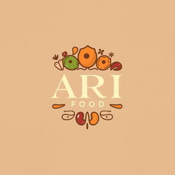 A logo design for "ARI FOOD," featuring elegant typography and food-inspired elements