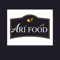 A logo design for "ARI FOOD," featuring elegant typography and food-inspired elements