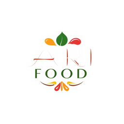 A logo design for "ARI FOOD," featuring elegant typography and food-inspired elements