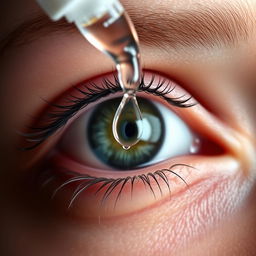 A close-up of human eyes with cataracts being gently cleansed with eye drops