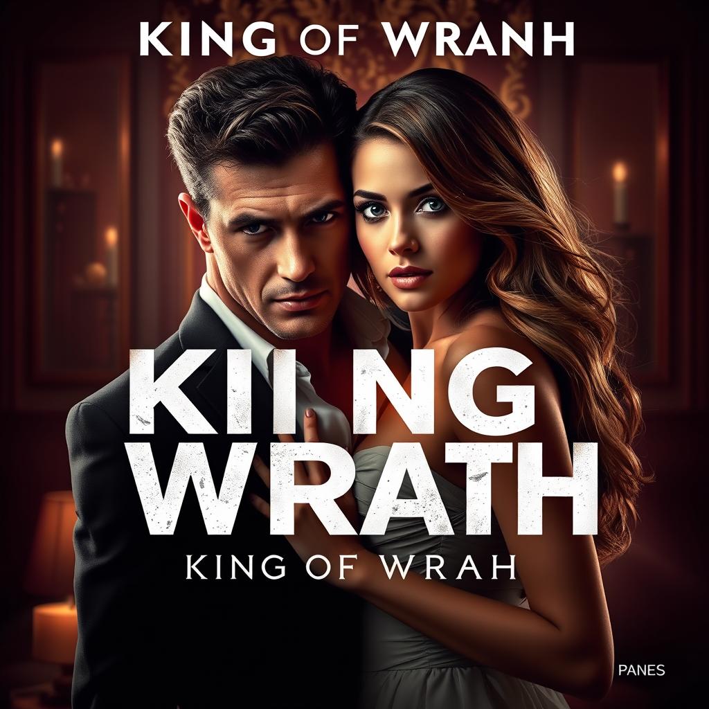 A cinematic poster for the film "King of Wrath" featuring a dark romance narrative and set in an atmosphere of luxurious allure