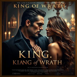 A cinematic poster for the film "King of Wrath" featuring a dark romance narrative and set in an atmosphere of luxurious allure