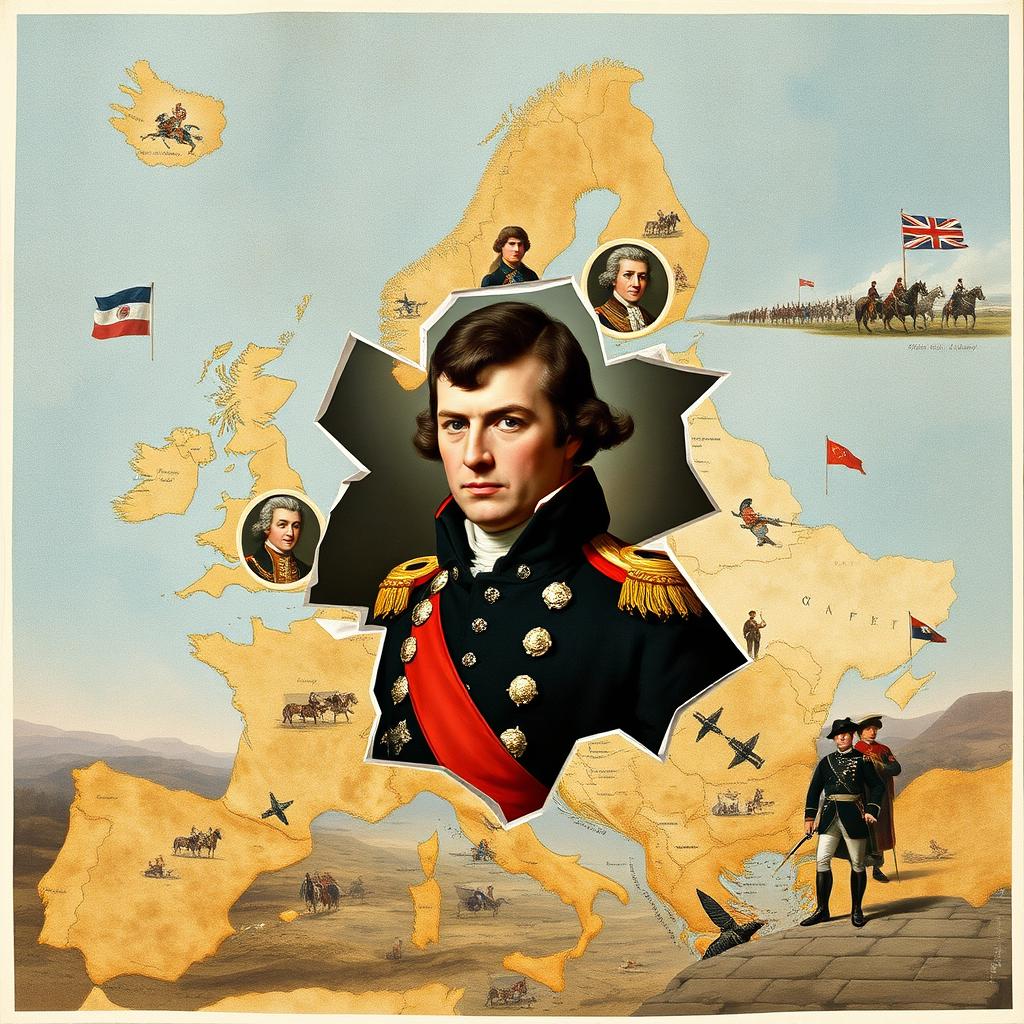 A dynamic collage highlighting the Battle of Waterloo's impact on Europe's future