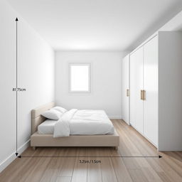 A bedroom with precise dimensions of 3