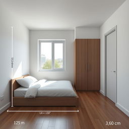 A bedroom with precise dimensions of 3