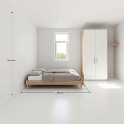 A bedroom with precise dimensions of 3